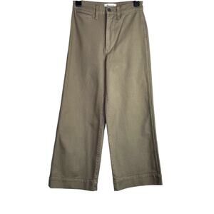 Madewell Utility Crop Wide Leg Pant High Rise in Olive Green Women's Sz. 24